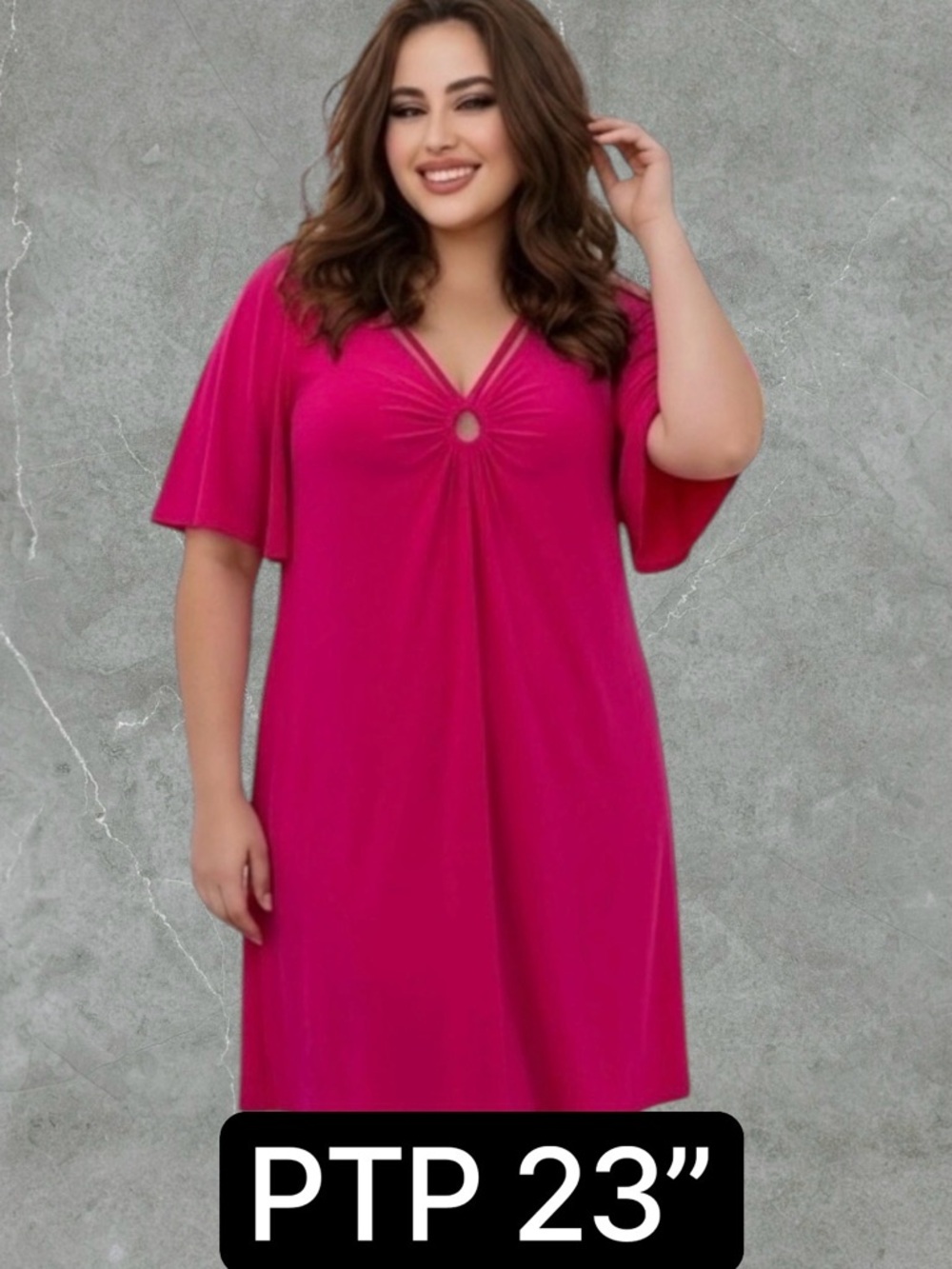 2 for $30 ✅Plus Size Keyhole Blouse with Flare Sleeves